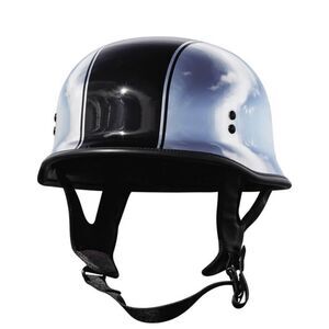 Highway 21 9mm German Motorcycle Half Helmet Chrome/Black Small 55-56cm